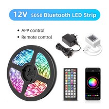 꾸미고 LED 스트립 조명 RGB 5050 음악 동기화 색상 변경 내장 마이크 앱 제어 로프 5M 10M 20M, 12V