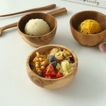 우드 요거트볼 씨리얼 디저트 플레이트 원목 샐러드 보울 그릭 나무그릇, 중