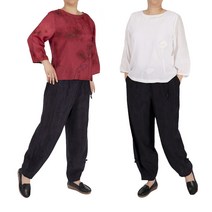 여성 생활 개량한복 감물염색 나염 인견 장미자수 티 방울 바지 여름옷 쿨인견 엄마옷 마담복 우리옷 여성한복 개별판매