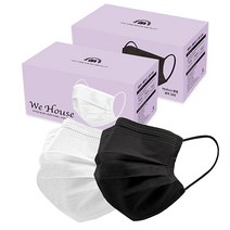 위하우스 덴탈 마스크 일회용 중형 미세먼지차단 비말 귀가편한 덴탈마스크[식약처인증], 50개입, 1개, 중형(청소년) 블랙(50매)