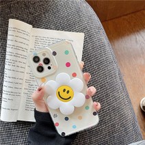 그립톡 휴대폰거치대 스마일그립톡 플라워그립톡 거치대 휴대폰그립톡 핸트폰거치대 받침대 스마트 KK209, 플라워 스마일 그립톡