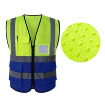 Viz 조끼 가시성 반사 안전 12 색 밝은 색상 교통 건설 작업 ANSI 클래스 2 표준, 10 Yellow blue_05 4XL