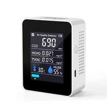 라돈측정기 미세먼지측정기 세균측정기 스마트 공기 모니터 CO2 측정기 가스 품질 19, 하얀