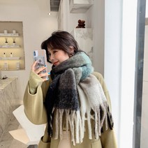 롱 체크 골지 목도리 니트목도리 빅머플러 커플 겨울용품