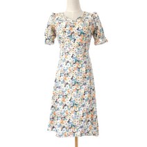 비보뉴 브이넥 퍼프소매 플라워 원피스