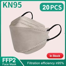 물고기 마스크 KN 마스카라 F 성인 orandi FF a k 레이어 FF 승인 얼굴 FF 호흡기 입 커버 a que, 01 20PCS Khaki Gray