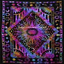 FUTURE HANDMADE Mandala Sun Moon tie dye Twin Tapestry Wall Tapestry Hippie Tapestry Wall Hanging In, 1