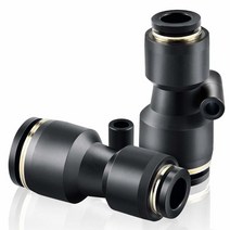 TAILONZ PNEUMATIC 스트레이트 리듀싱 1.3cm(1/2인치) 튜브 OD x 0.6cm(5/16인치) 튜브 OD 푸시 투 커넥트 튜브 피팅 푸시 락 PG1/2-5/16, Black, 1/2