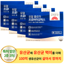 고려은단 듀얼 플로라 프로바이오틱스 30캡슐 (4박스) - 100억 장용성 장 편한 장에 좋은 유산균 먹이 프로 프리 바이오틱스 락토바실러스 비피더스 부모님 여성 남성 직장인 가족