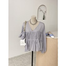 허니제이 / 클로젯 브이넥 쉬폰 프릴 블라우스(2color)