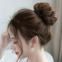 루즈루나 당고머리 똥머리 곱창가발 만두 올림머리 부분가발 머리끈, 밝은브라운, 1개