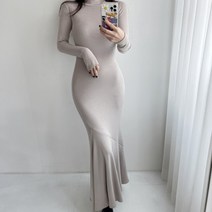 기모 데일리 기본 A라인 스커트 목폴라 롱 원피스 3컬러