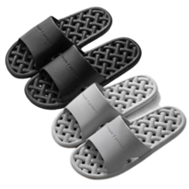 가가호호 미끄럼방지 물빠짐 욕실화 2켤레 세트 1+1 문에안걸리는 논슬립 화장실 욕실 베란다 소프트 심플 슬리퍼 신발, 남성용 그레이, 남성용 블랙