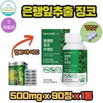 (징코) 캐나다직수입 은행잎추출물 징코플러스 90캡슐 1통 3개월분 산화아연 비타민D3 B12 말토덱스트린 병풀잎 산사나무열매 마늘 레몬 로즈힙열매 추출물