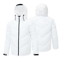 남여공용 기능성 사선 퀼팅 에어볼 후드 하프패딩 점퍼 자켓 화이트 UPW32