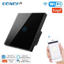 스마트 스위치 IOT 블루투스 전등 온수기 유리 음성 제어 터치 타이머, 703eu 블랙