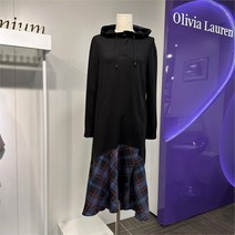 올리비아로렌 SH02 체크 배색 후드원피스 VVCOAYS2151