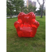 투명 에어소파 캠핑용 빈백 튜브 디자인 휴대용 에어, 녹색소파 + 전동펌프