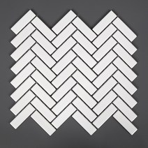 자기질모자이크타일 헤링본화이트유광(박스18장), 1박스(18장)