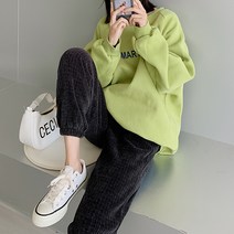 가을/겨울 탄성 높은 허리 셔닐 스포츠 바지 여성 느슨한 고기 조커 다리 바지 겨울 코듀로이 교수형 바지