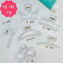 일월전빵 오로라 홀로그램 투명 헤어 올림머리 집게핀 6종세트 B-Z001