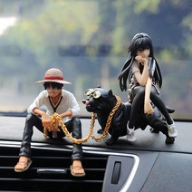 차량용 피규어 장식품 원피스 애니메이션 불독인테리어 효과, 화이트 루피+소녀+불독