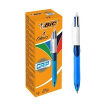 BIC 4가지 색상 그립 볼펜 미디엄 포인트 (1.0 mm) - 12개 박스, 12 Count (Pack of 1)_Classic