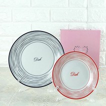 줄무늬 접시 2Pset 30개 디저트 플레이팅 반찬그릇, 선택:본상품