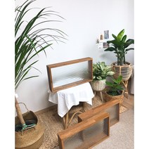 멀바우 공간분리 엔틱 원목 거실 주방파티션, 모루유리