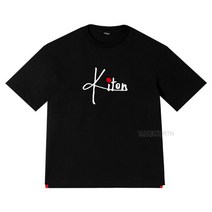 키톤 [키톤] 23FW 남성 UMK0302 02 로고 자수 반팔 티셔츠 블랙