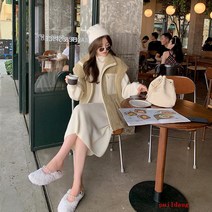 가을과 겨울 빛 성숙한 높은 목 기질 느슨한 니트 드레스 스웨터 스커트