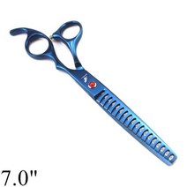 애견 숱 커브 요술 가위 강아지 개 손질 전문 65 7 일본 440C 숱이 청커 생선 뼈 이빨 24, Blue-7 inch