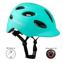 EXCLUSKY LED USB 충전식 casco de cicli 크기 M 및 L이 있는 성인용 안전 라이트 자전거 헬멧 Casco urbano con luces traseras, 파란색 LED 없음, M 54-58cm