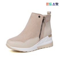 몬드스팟 7cm 여성 통굽 키높이 웨지 스니커즈 하이탑 패션운동화 연핑크 (DM807)