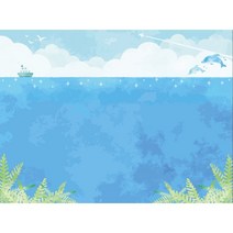 현수막 (바다배경) 125X95cm/210X150cm 어린이집 유치원 초등학교 여름 환경구성 여름배경 현수막 환경판 교구