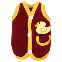 OEM 귀여운 러버덕 도안 강아지 고양이 코튼 나시 반려동물, Wine Red_S