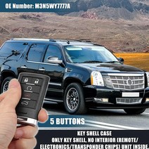 X AUTOHAUX 캐딜락 에스컬레이드 CTS DTS STS 2008-2012 M3N5WY777A용 5버튼 교체 키 포브 케이스 키리스 엔트리 원격 키 쉘 커버 블레이드 칩 없음