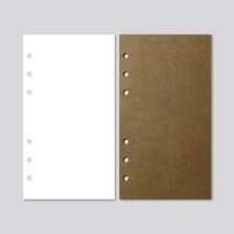 데이스테이션 A6 B6 퍼스널 6공 바인더 다이어리 리필 속지 백색 무지 크라프트지 노트