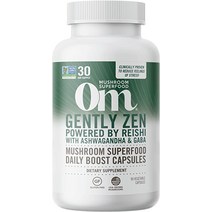 Om Mushroom Superfood 젠틀젠 팽나무 초서리 슈퍼푸드 90개 30일 영지버섯 아쉬와간다 GABA L-테아닌 강장제 일상적인 긴장을 유지하기