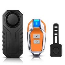 자전거 알람 방수 원격 제어 오토바이 전기 자동차 보안 분실 방지 진동 알림 경고 경보 센서 도난, Orange Alarm horn
