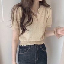 [랜덤플레이] 카라넥 펀칭 레이스 베이직 니트