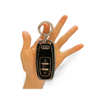 BAILEMO 아우디 3버튼 A B타입 실버라인 키케이스 키홀더 키커버, B타입 블랙