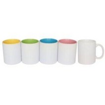 디자인드림 승화전사 소량 구매 11온스 백색머그와 내부 컬러 머그, 노랑(12개/1단), 12개