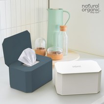 네츄럴오가닉 아기물티슈 보관함 케이스 디스펜서 (대형), 네츄럴오가닉 로고_아이보리