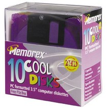 Memorex MF2HD 8.9cm(3.5인치) PC 포맷 고밀도 플로피 디스크 파일 박스 포함 (색상 10팩) (제조사 단종)