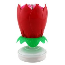 꽃초 돈보약 어버이날 포토존 샌드세레머니 브라이덜샤워 소품대여 축사 케이스 대두피켓 업그레이드 여러 가지 빛깔의 회전 로터스 케이크 양초 전자 음악 양초 생일 결혼식, 빨간색
