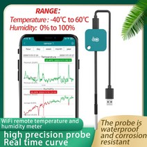 최신무선 WiFi 온도/습도/Dewpoint/VPD 센서 온도계/습도계 모니터 냉장고 냉동고 냉장고 알람 경고, 한개옵션0