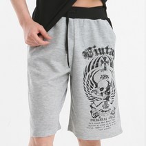 에킨 남성 타투프린팅 반바지 해골프린팅 면 밴딩 트레이닝 5부 FREE사이즈