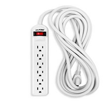 Digital Energy 6-Outlet Surge Protector Power Strip with 25-Ft Long Extension Cord White ETL Liste, 1