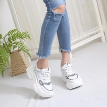 여성 어글리 레이스업 키높이 8cm 플랫폼 메쉬 행사 운동화